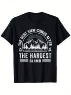 Mountain Climber Hiker The Best View Rock Climbing Outdoors T-Shirt, A Great Gift, Unisex Cotton Casual Round Neck Outdoor Short Sleeve T-Shirt, 100% Cotton, S-XXXL,100% Pure Cotton Short Sleeved Shirt, Essential For Summer And Spring, Loose Casual Round