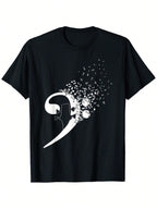 Men'S 100% Cotton Guitar Bass Clef Note Graphic T-Shirt, Casual Crew Neck Short Sleeve Tee With Vibrant Music Print, Sizes S-XXXL, Black, Music T Shirt,100% Pure Cotton Short Sleeved Shirt, Essential For Summer And Spring, Loose Casual Round Neck, Men's L