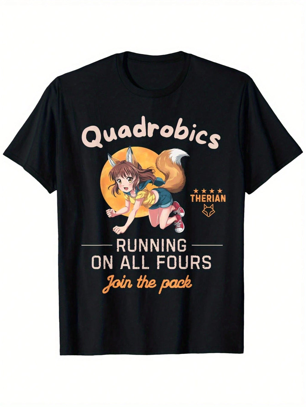 Quardrobics Therian Stuff Youthful Fox & Wolf Graphic T-Shirt - 100% Cotton, Crew Neck, Slight Stretch, Casual Fit, All-Season Wear, Sizes S-XXXL,100% Pure Cotton Short Sleeved Shirt, Essential For Summer And Spring, Loose Casual Round Neck, Men's Letter