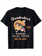 Quardrobics Therian Stuff Youthful Fox & Wolf Graphic T-Shirt - 100% Cotton, Crew Neck, Slight Stretch, Casual Fit, All-Season Wear, Sizes S-XXXL,100% Pure Cotton Short Sleeved Shirt, Essential For Summer And Spring, Loose Casual Round Neck, Men's Letter