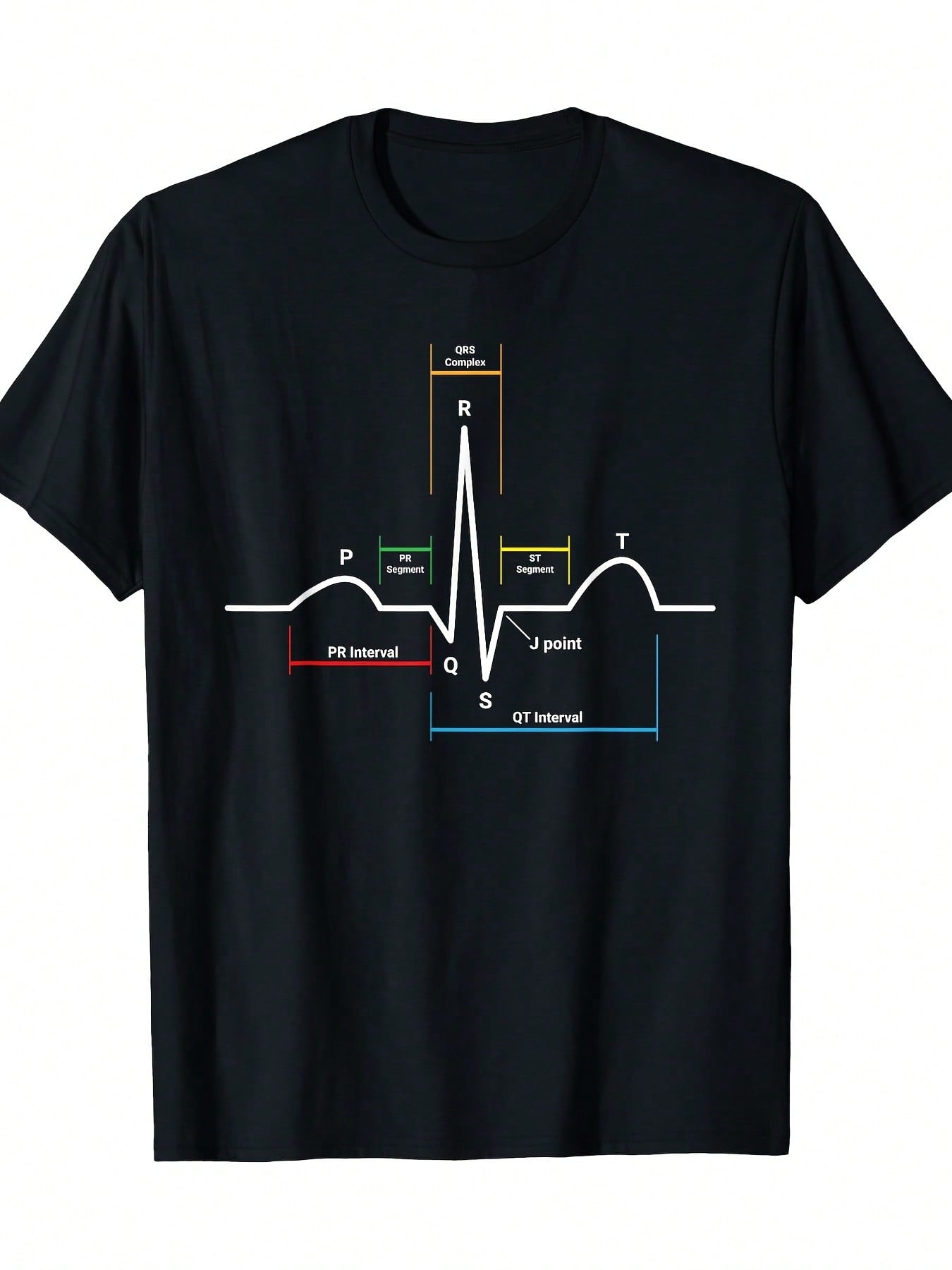 ECG EKG Heartbeat T-Shirt-220gT T-Shirt 100% T-Shirt,100% Pure Cotton Short Sleeved Shirt, Essential For Summer And Spring, Loose Casual Round Neck, Men's Letter Printed T-Shirt