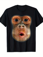 Monkey Face Breath Funny Men Womens Halloween Costume T-Shirt - 220g,100% Pure Cotton Short Sleeved Shirt, Essential For Summer And Spring, Loose Casual Round Neck, Men's Letter Printed T-Shirt