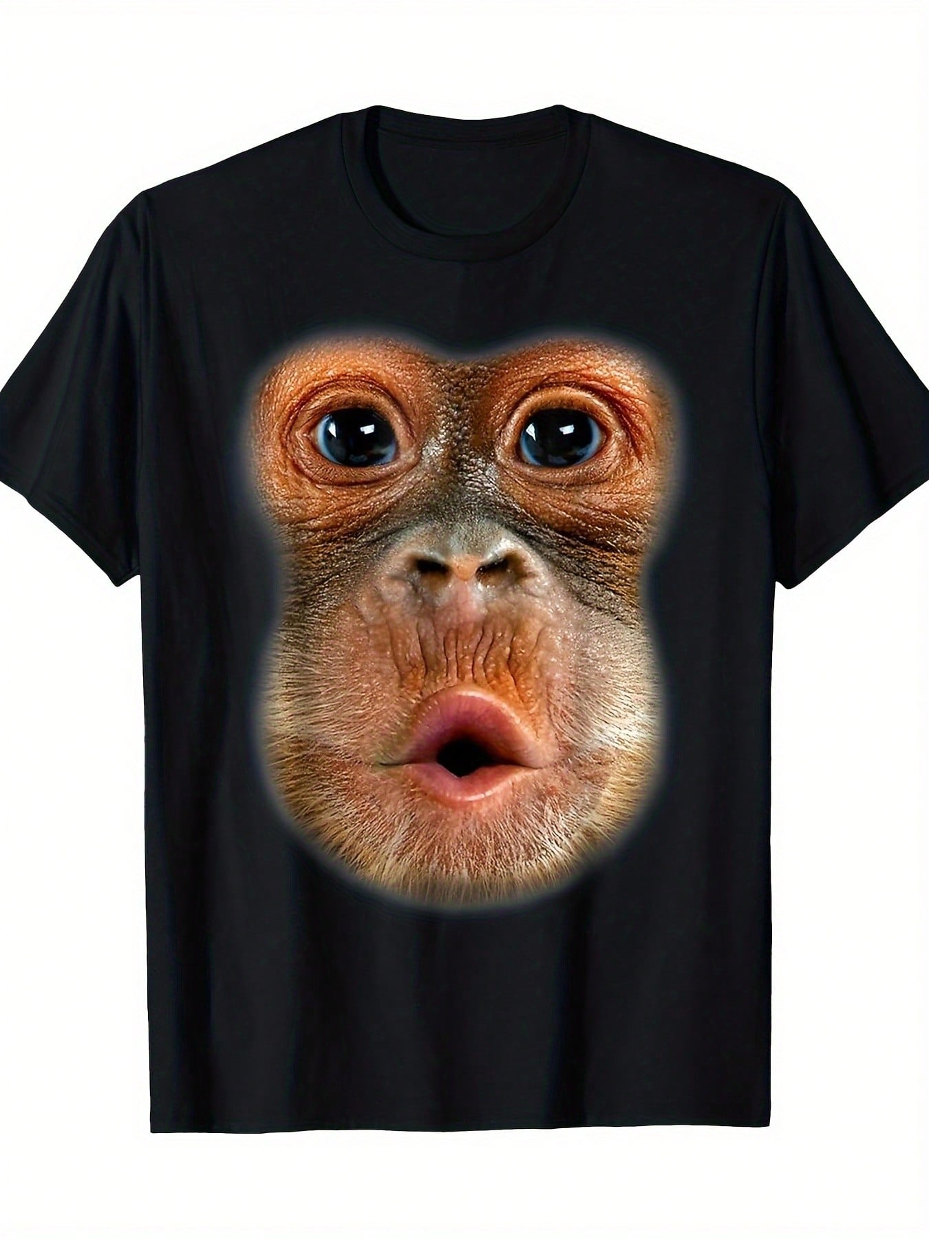 Monkey Face Breath Funny Men Womens Halloween Costume T-Shirt - 220g,100% Pure Cotton Short Sleeved Shirt, Essential For Summer And Spring, Loose Casual Round Neck, Men's Letter Printed T-Shirt
