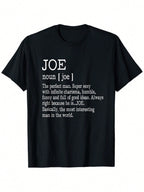 Men's Funny Joe Definition Graphic T-Shirt - 100% Cotton Streetwear Crew Neck Tee With Humorous Print, Regular Fit, Machine Washable, All-Season Comfort For Casual Wear, Funny T Shirts, Everyday Comfort Shirt, Humorous Design Shirt, Breathable Fabric, Dur