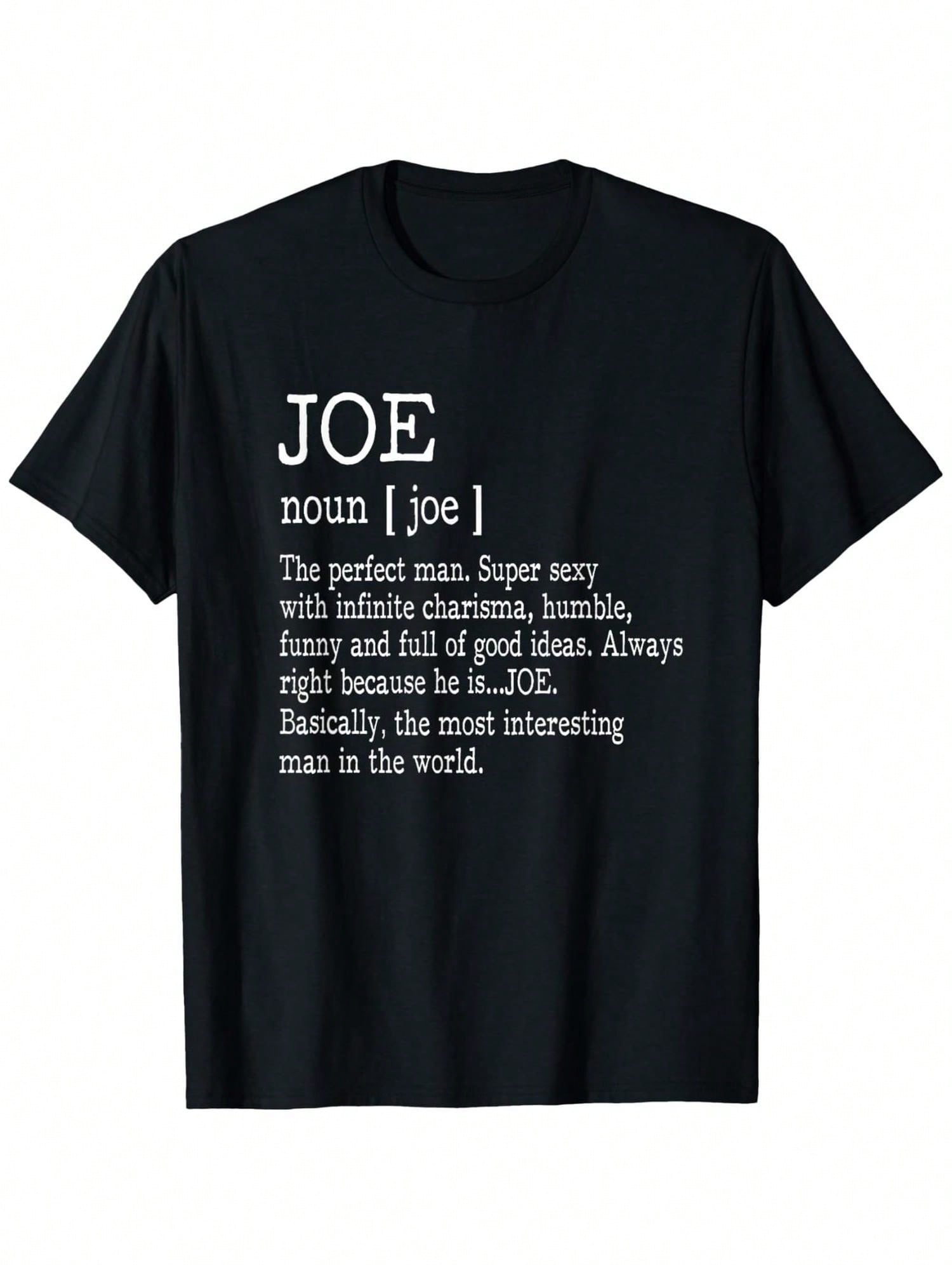 Men's Funny Joe Definition Graphic T-Shirt - 100% Cotton Streetwear Crew Neck Tee With Humorous Print, Regular Fit, Machine Washable, All-Season Comfort For Casual Wear, Funny T Shirts, Everyday Comfort Shirt, Humorous Design Shirt, Breathable Fabric, Dur
