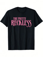 The Pretty Reckless Official Pink Logo T-Shirt,100% Pure Cotton Short Sleeved Shirt, Essential For Summer And Spring, Loose Casual Round Neck, Men's Letter Printed T-Shirt