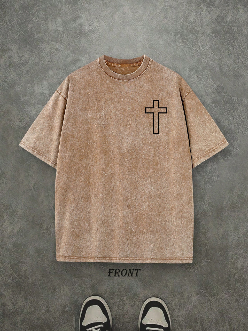 Retro Washed T-Shirt Double Sided Printed (230 Pure Cotton T-Shirt) 'JESUS THE ULTIMATE DEADLIFTER'  Letter And Fitness Pattern Print,  Christian Gift, Fitness Gift, Mens TShirt, Mens Casual, Comfortable, Fashionable T-Shirt, Street Style Cotton