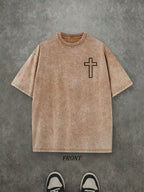 Retro Washed T-Shirt Double Sided Printed (230 Pure Cotton T-Shirt) 'JESUS THE ULTIMATE DEADLIFTER'  Letter And Fitness Pattern Print,  Christian Gift, Fitness Gift, Mens TShirt, Mens Casual, Comfortable, Fashionable T-Shirt, Street Style Cotton
