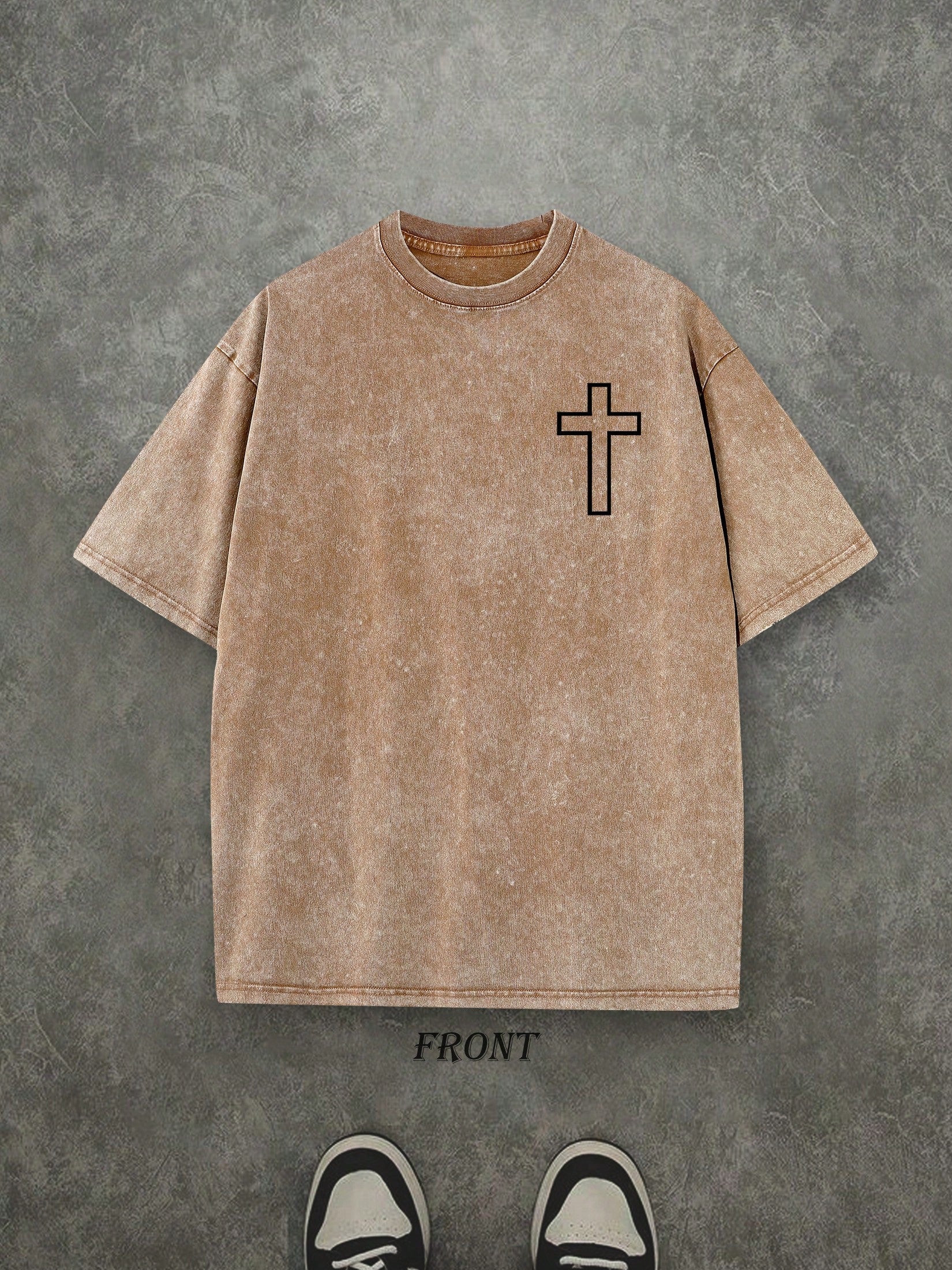 Retro Washed T-Shirt Double Sided Printed (230 Pure Cotton T-Shirt) 'JESUS THE ULTIMATE DEADLIFTER'  Letter And Fitness Pattern Print,  Christian Gift, Fitness Gift, Mens TShirt, Mens Casual, Comfortable, Fashionable T-Shirt, Street Style Cotton