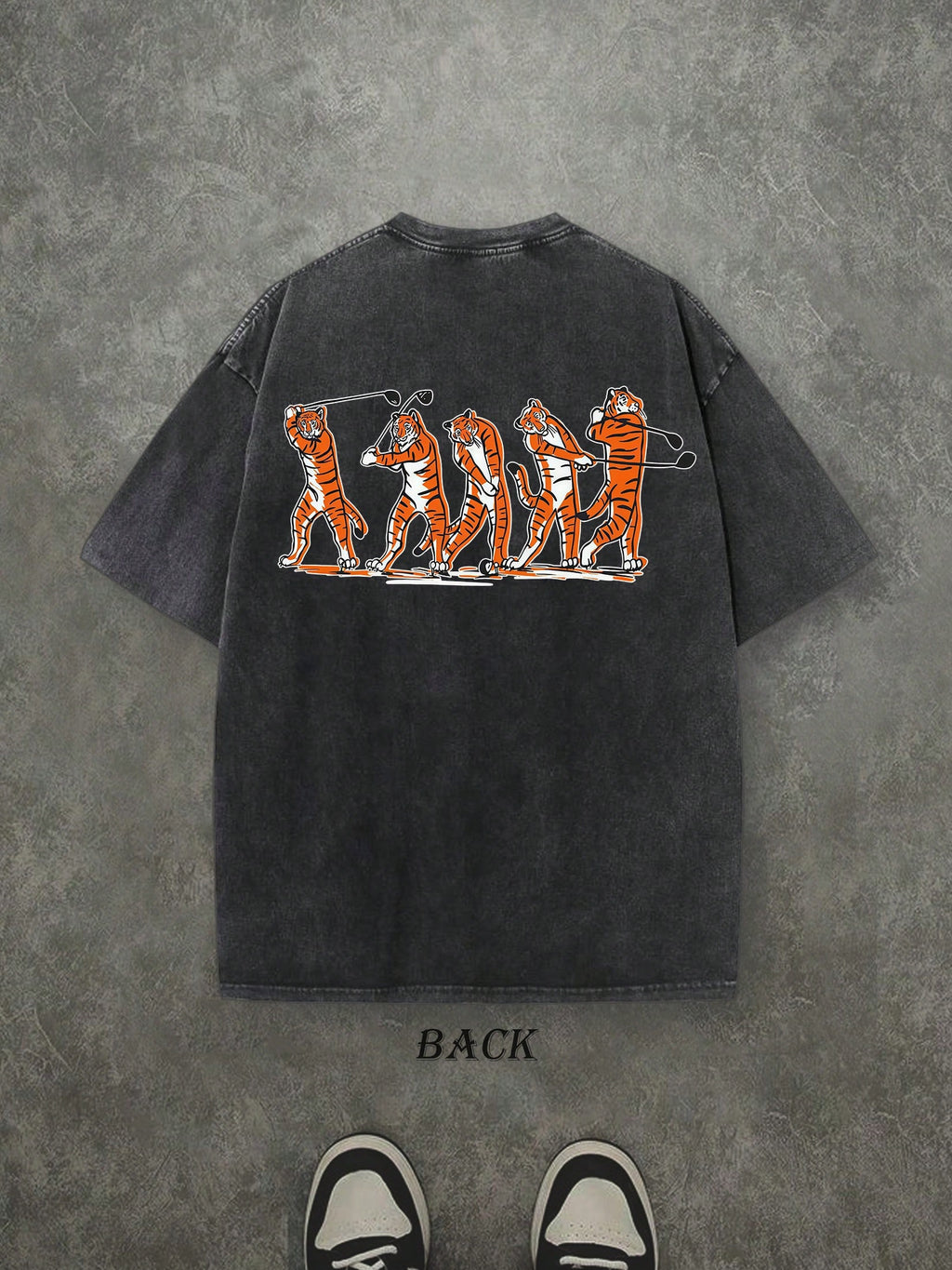 Retro Washed T-Shirt Double Sided Printed (230 Pure Cotton T-Shirt) 'Barstool Golf Tiger Swing'  Tiger Swing Graphic Print, GOLF Gifts,  Men's T Shirt, Men's Casual, Comfortable, Fashionable T Shirt, Street Style Cotton
