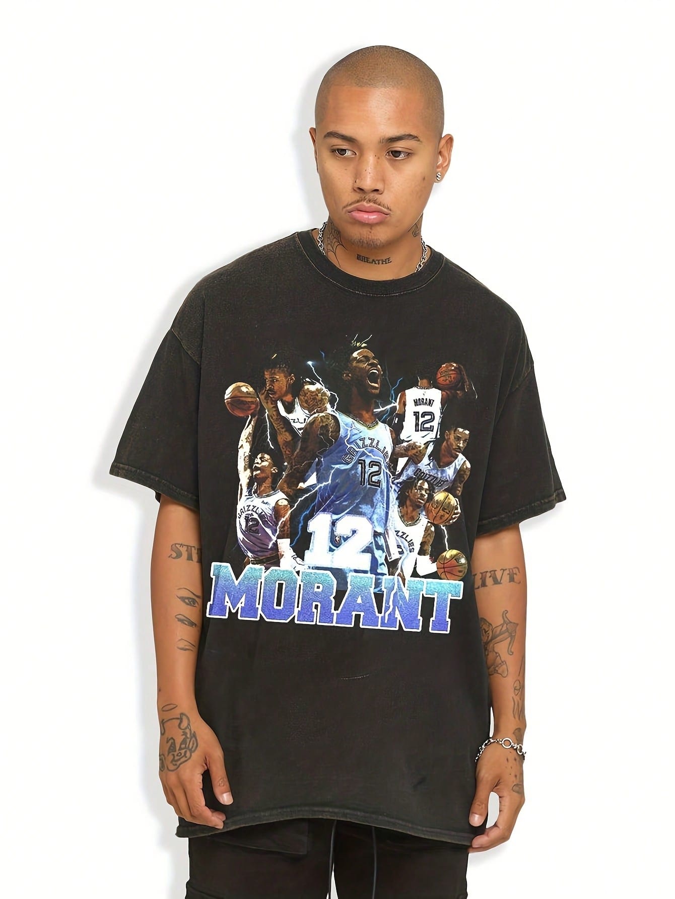 NBA T ShirtJa Morant T-Shirt Memphis Grizzlies Vintage Basketball Fan Gift Y Streetwear Shirt Retro Basketball Design Unisex 220G 100% High Density Cotton T-Shirt-Comfortable And Skin-Friendly, Perfect For Everyday Wear, Gym Training, And Travel. Perfect