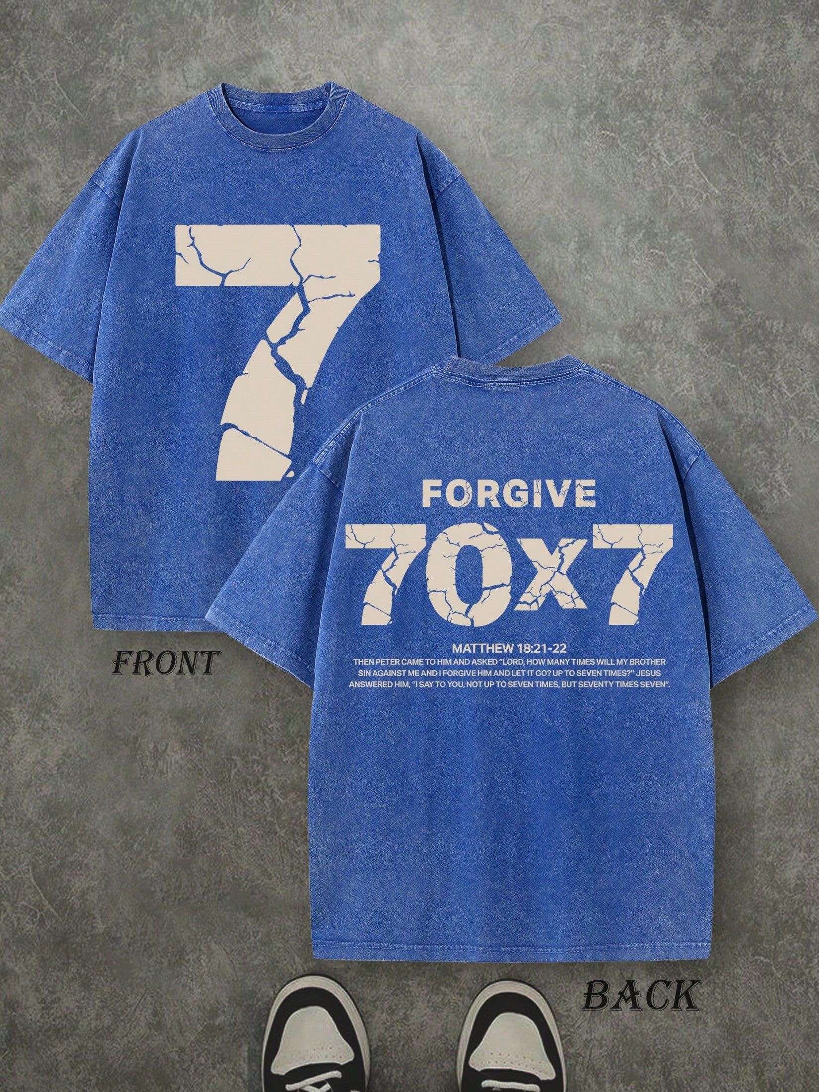 Forgive 70x7 Christian Shirt, Christian Scripture T-Shirt, Vintage Retro Washed Shirt Double Sided Printed (230 Heavyweight Pure Cotton T-Shirt)  High Quality Christian T-Shirt, Christian Gifts, Men's And Women's Shirts, Comfortable, Fashion Christian Shi