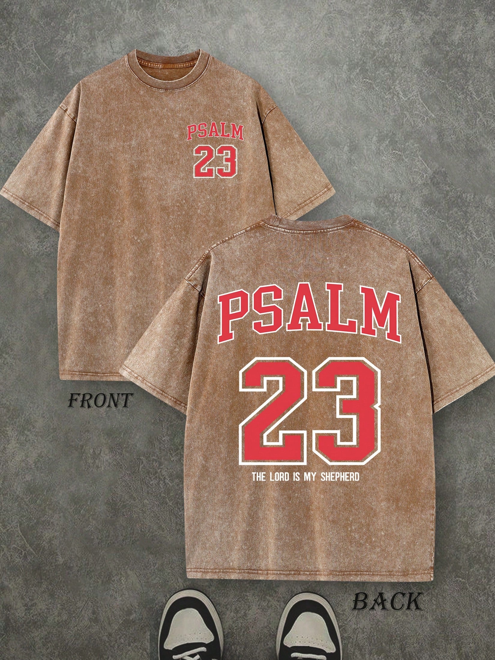 PSALM 23 Christian Shirt, 'THE LORD IS MY SHEPHERD' Christian Scripture T-Shirt, Vintage Retro Washed Shirt Double Sided Printed (230 Heavyweight Pure Cotton T-Shirt)  High Quality Christian T-Shirt, Christian Gifts, Men's And Women's Shirts, Comfortable,