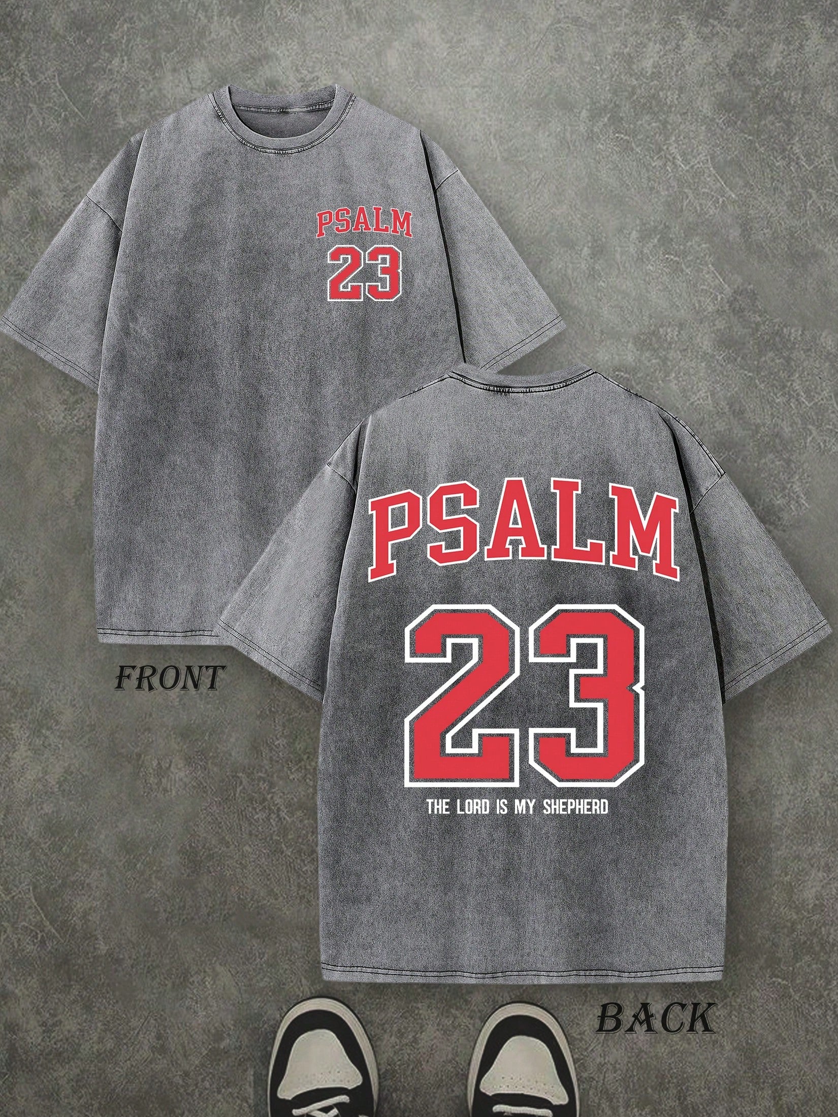 PSALM 23 Christian Shirt, 'THE LORD IS MY SHEPHERD' Christian Scripture T-Shirt, Vintage Retro Washed Shirt Double Sided Printed (230 Heavyweight Pure Cotton T-Shirt)  High Quality Christian T-Shirt, Christian Gifts, Men's And Women's Shirts, Comfortable,