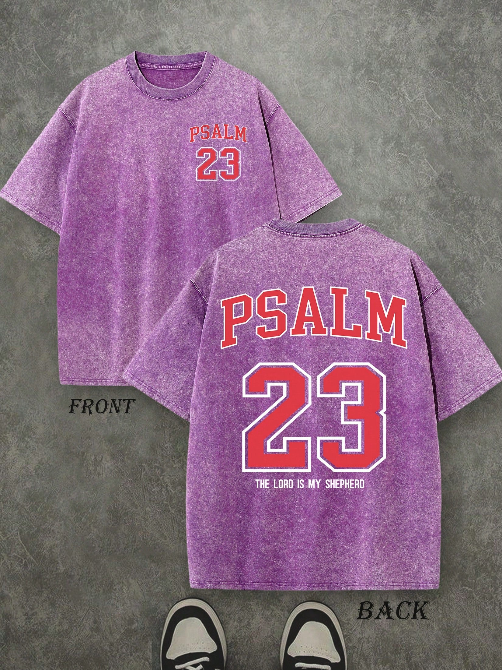 PSALM 23 Christian Shirt, 'THE LORD IS MY SHEPHERD' Christian Scripture T-Shirt, Vintage Retro Washed Shirt Double Sided Printed (230 Heavyweight Pure Cotton T-Shirt)  High Quality Christian T-Shirt, Christian Gifts, Men's And Women's Shirts, Comfortable,