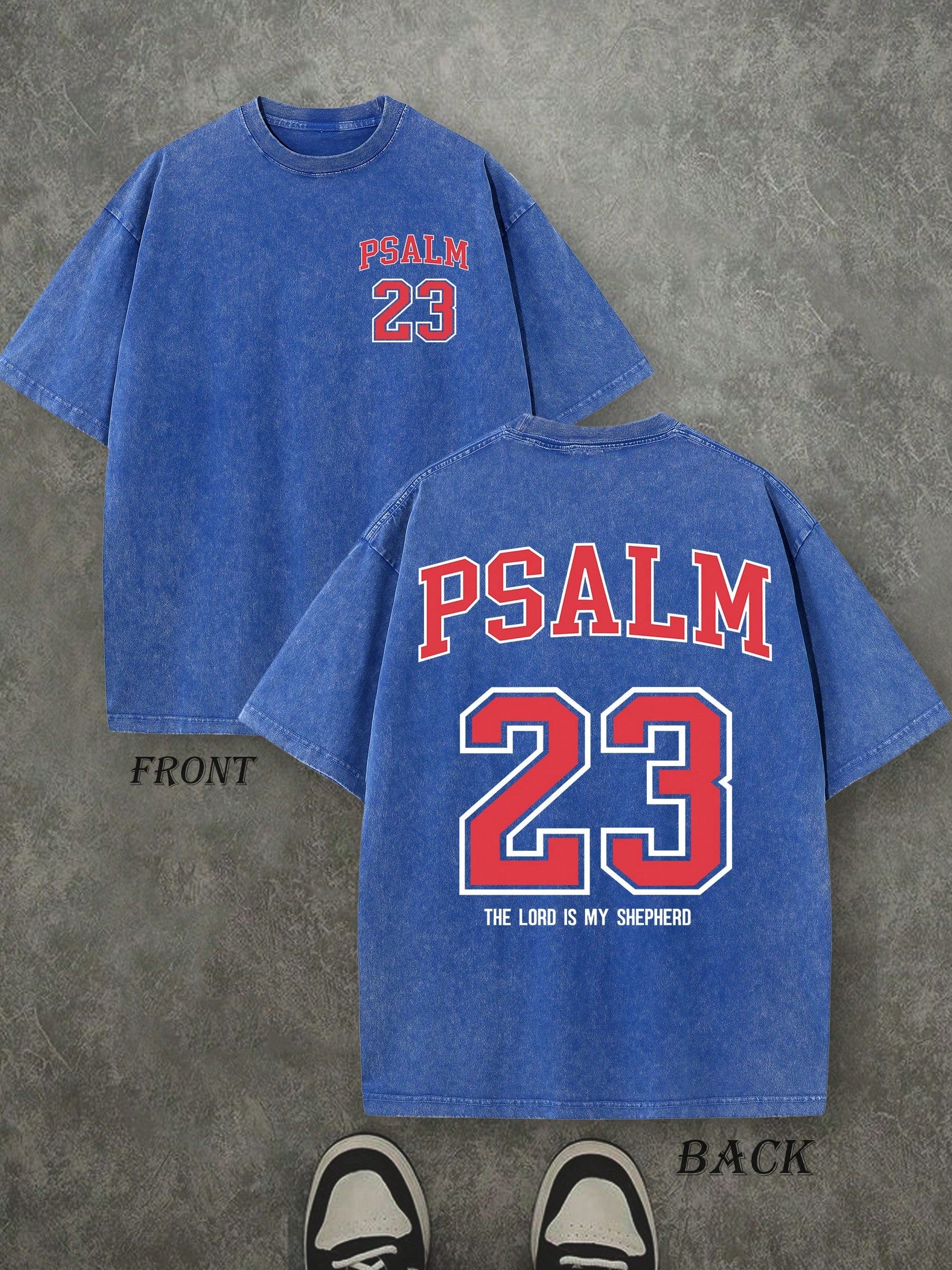 PSALM 23 Christian Shirt, 'THE LORD IS MY SHEPHERD' Christian Scripture T-Shirt, Vintage Retro Washed Shirt Double Sided Printed (230 Heavyweight Pure Cotton T-Shirt)  High Quality Christian T-Shirt, Christian Gifts, Men's And Women's Shirts, Comfortable,