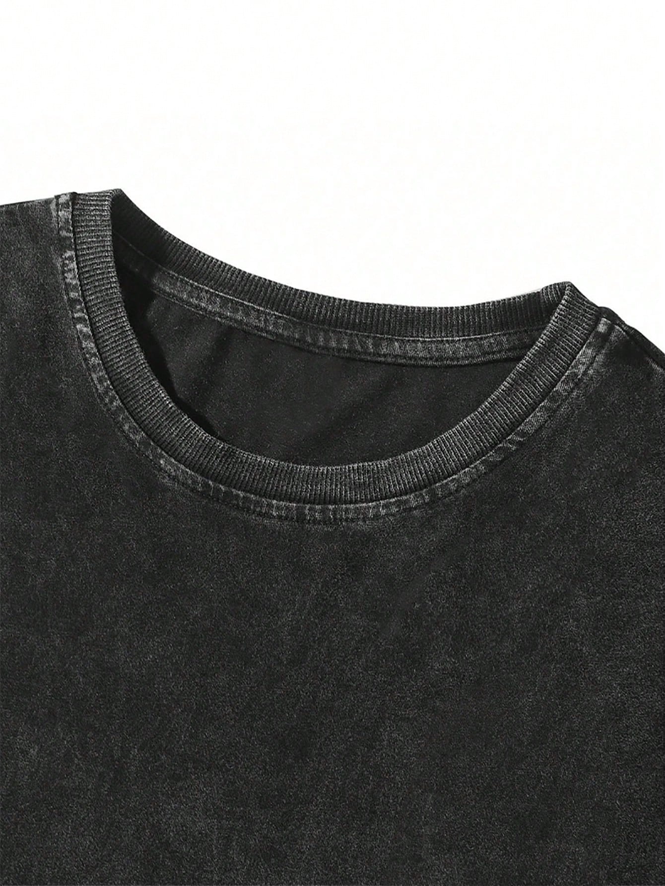 [BOYHELP Brand's New Light Luxury Clothing For Halloween And Christmas, Popular Limited Edition Gift] Brand Hip-Hop Graffiti Handsome Versatile Cute High Street American Washed Vintage T-Shirt Black Halloween Theme Multi Style Printing Casual Daily Wear H