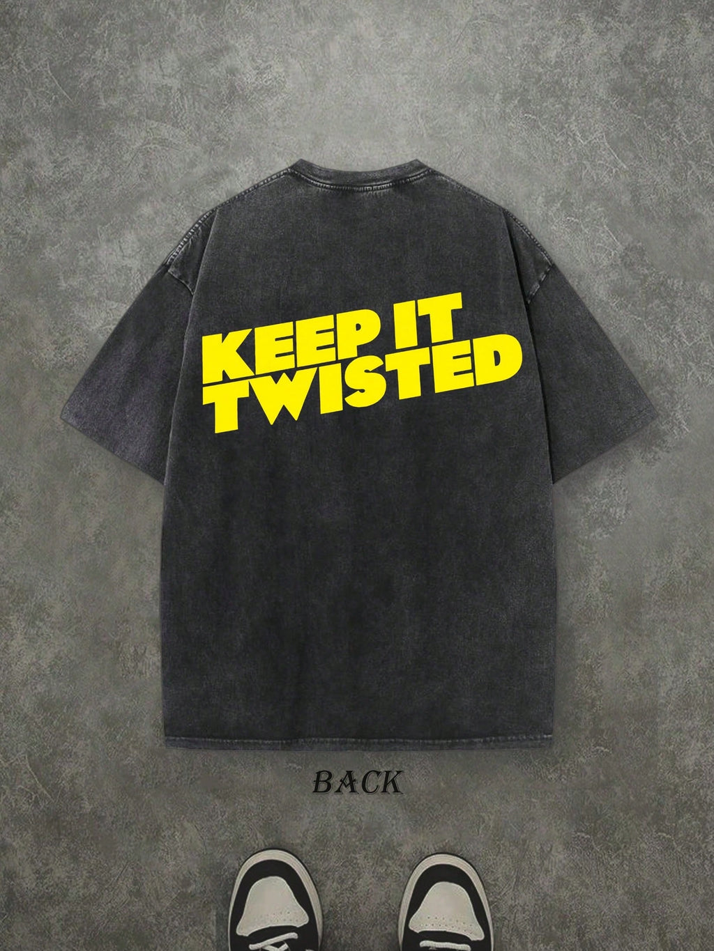 Retro Washed T-Shirt Double Sided Printed (230 Pure Cotton T-Shirt) 'TWISTED TEAS, KEEP IT TWISTED'  Letter And Patterns Print, Men's T-Shirt, Men's Casual, Comfortable, Fashionable T-Shirt, Street Style Cotton 004-AB