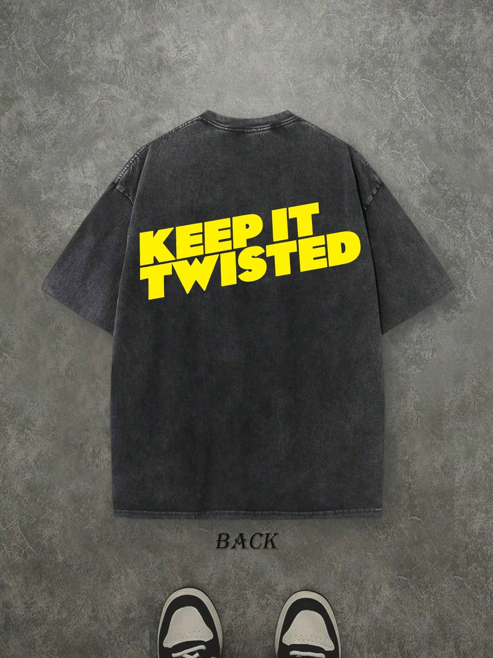 Retro Washed T-Shirt Double Sided Printed (230 Pure Cotton T-Shirt) 'TWISTED TEAS, KEEP IT TWISTED'  Letter And Patterns Print, Men's T-Shirt, Men's Casual, Comfortable, Fashionable T-Shirt, Street Style Cotton 004-AB