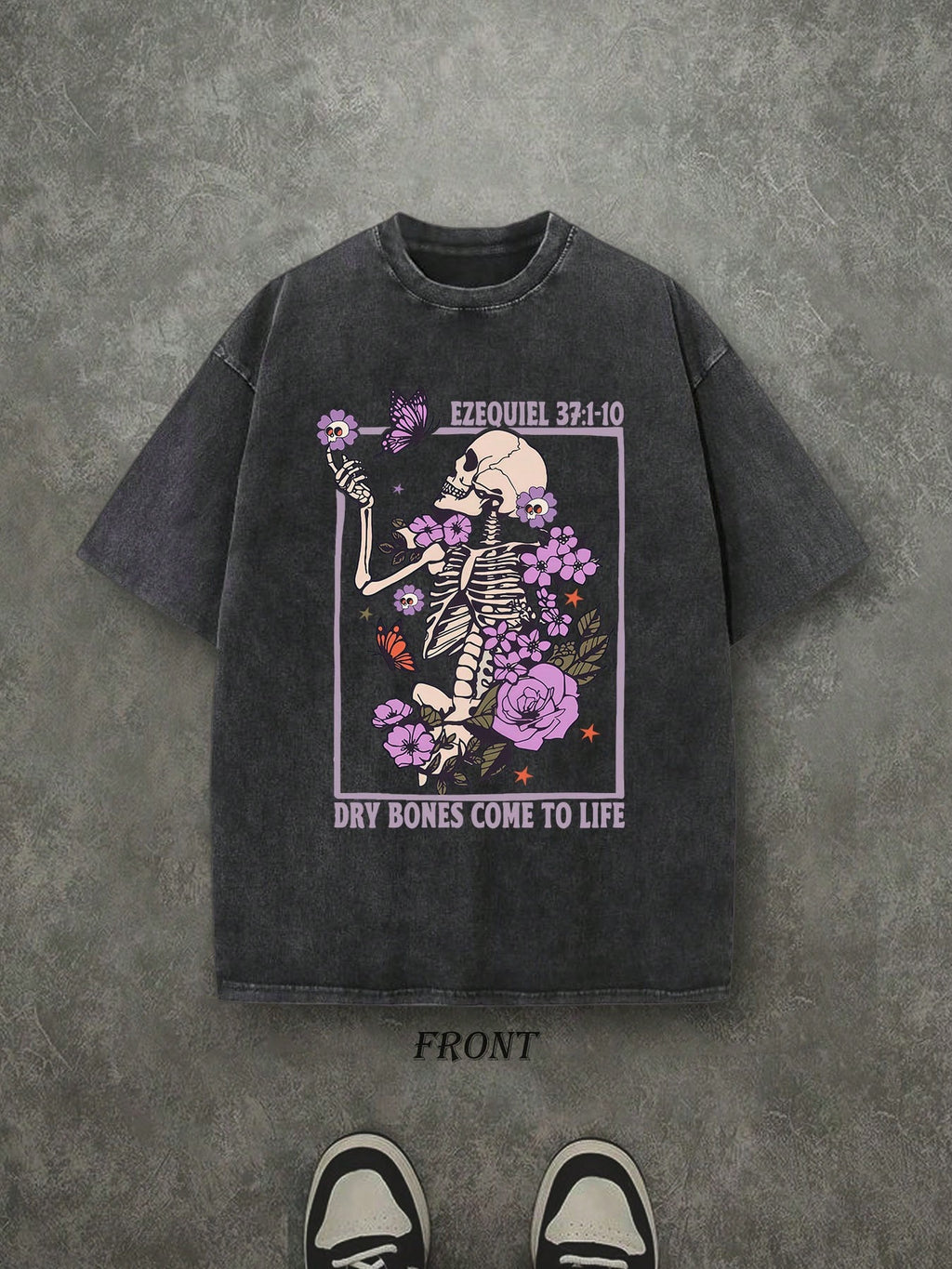 Dry Bones Come To Life Spanish Washed Christian Shirt, Christian Scripture T-Shirt, Vintage Retro Washed Shirt Single-Sided Printed (230 Heavyweight Pure Cotton T-Shirt)  High Quality Christian T-Shirt, Christian Gifts, Men's And Women's Shirts, Comfortab