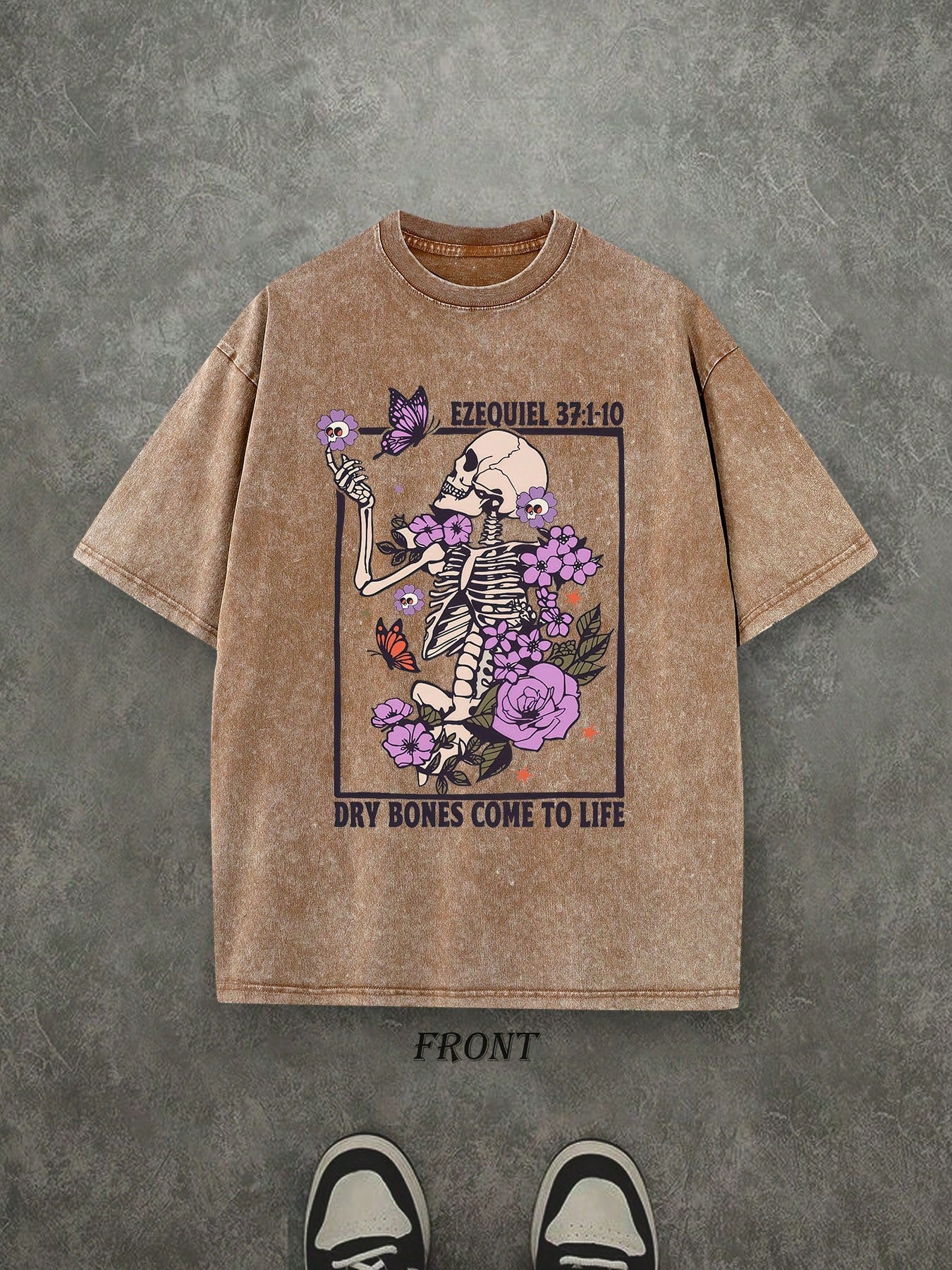 Dry Bones Come To Life Spanish Washed Christian Shirt, Christian Scripture T-Shirt, Vintage Retro Washed Shirt Single-Sided Printed (230 Heavyweight Pure Cotton T-Shirt)  High Quality Christian T-Shirt, Christian Gifts, Men's And Women's Shirts, Comfortab