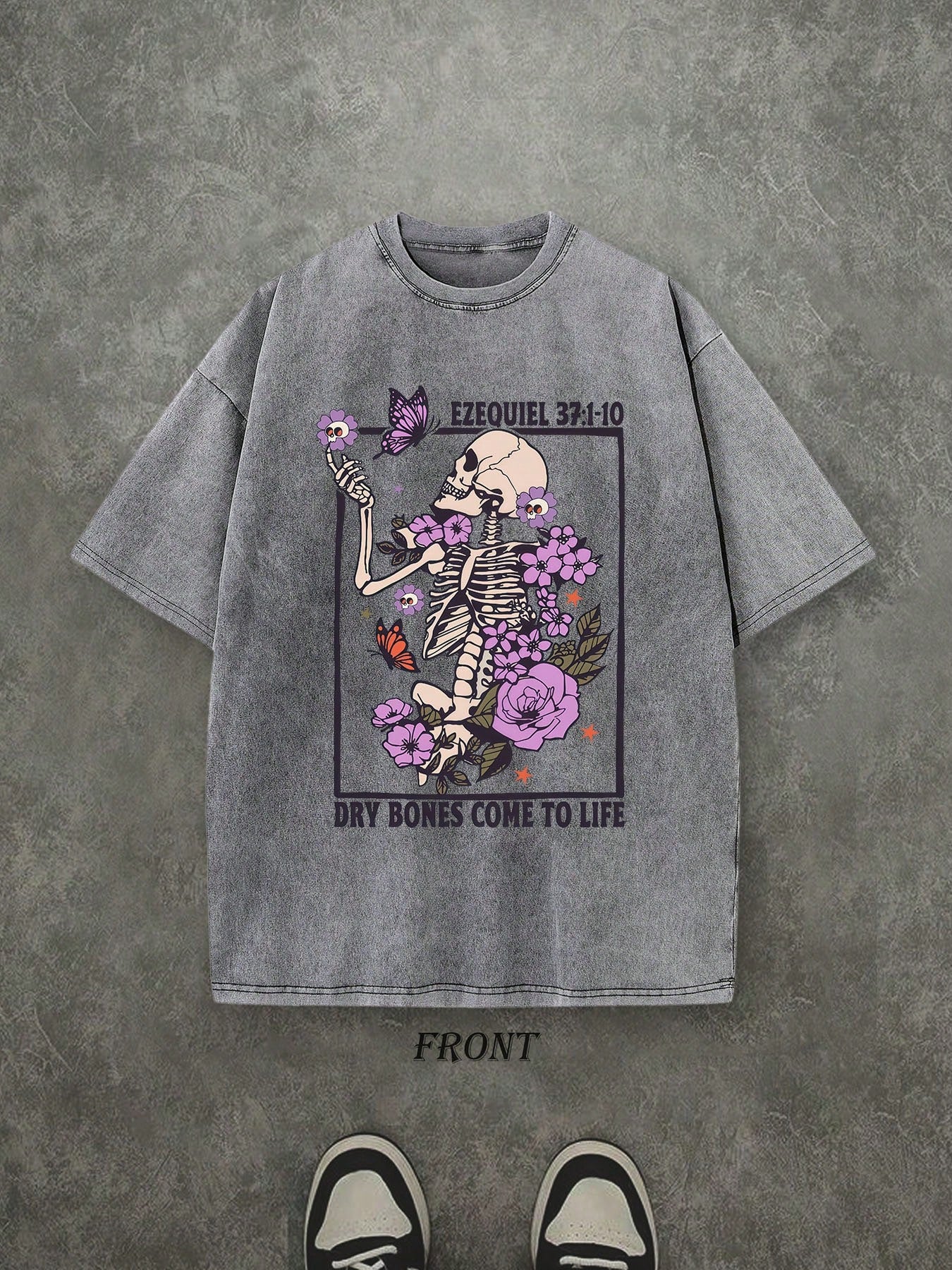 Dry Bones Come To Life Spanish Washed Christian Shirt, Christian Scripture T-Shirt, Vintage Retro Washed Shirt Single-Sided Printed (230 Heavyweight Pure Cotton T-Shirt)  High Quality Christian T-Shirt, Christian Gifts, Men's And Women's Shirts, Comfortab