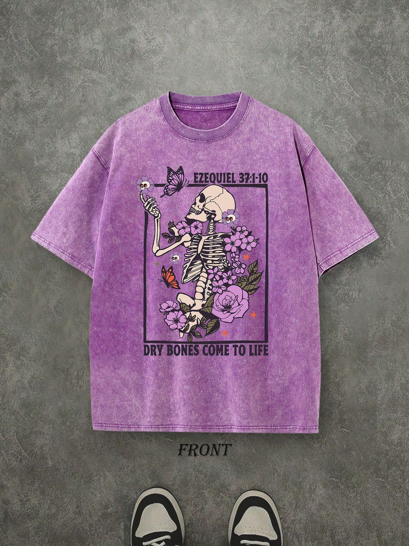 Dry Bones Come To Life Spanish Washed Christian Shirt, Christian Scripture T-Shirt, Vintage Retro Washed Shirt Single-Sided Printed (230 Heavyweight Pure Cotton T-Shirt)  High Quality Christian T-Shirt, Christian Gifts, Men's And Women's Shirts, Comfortab