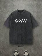 'GOD'  Unisex Christian Washed Shirt, Christian Scripture T-Shirt, Vintage Retro Washed Shirt Double Sided Printed (230 Heavyweight Pure Cotton T-Shirt) High Quality Christian T-Shirt, Christian Gifts, Men's And Women's Shirts, Comfortable, Fashion Christ