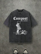 Compost Your Enemies Unisex Washed Shirt, Vintage Retro Washed Shirt Single-Sided Printed (230 Heavyweight Pure Cotton T-Shirt)  High Quality T-Shirt, Perfect Gifts, Men's And Women's Shirts, Comfortable, Fashion Shirt, Street Style Pure Cotton Fall Shirt