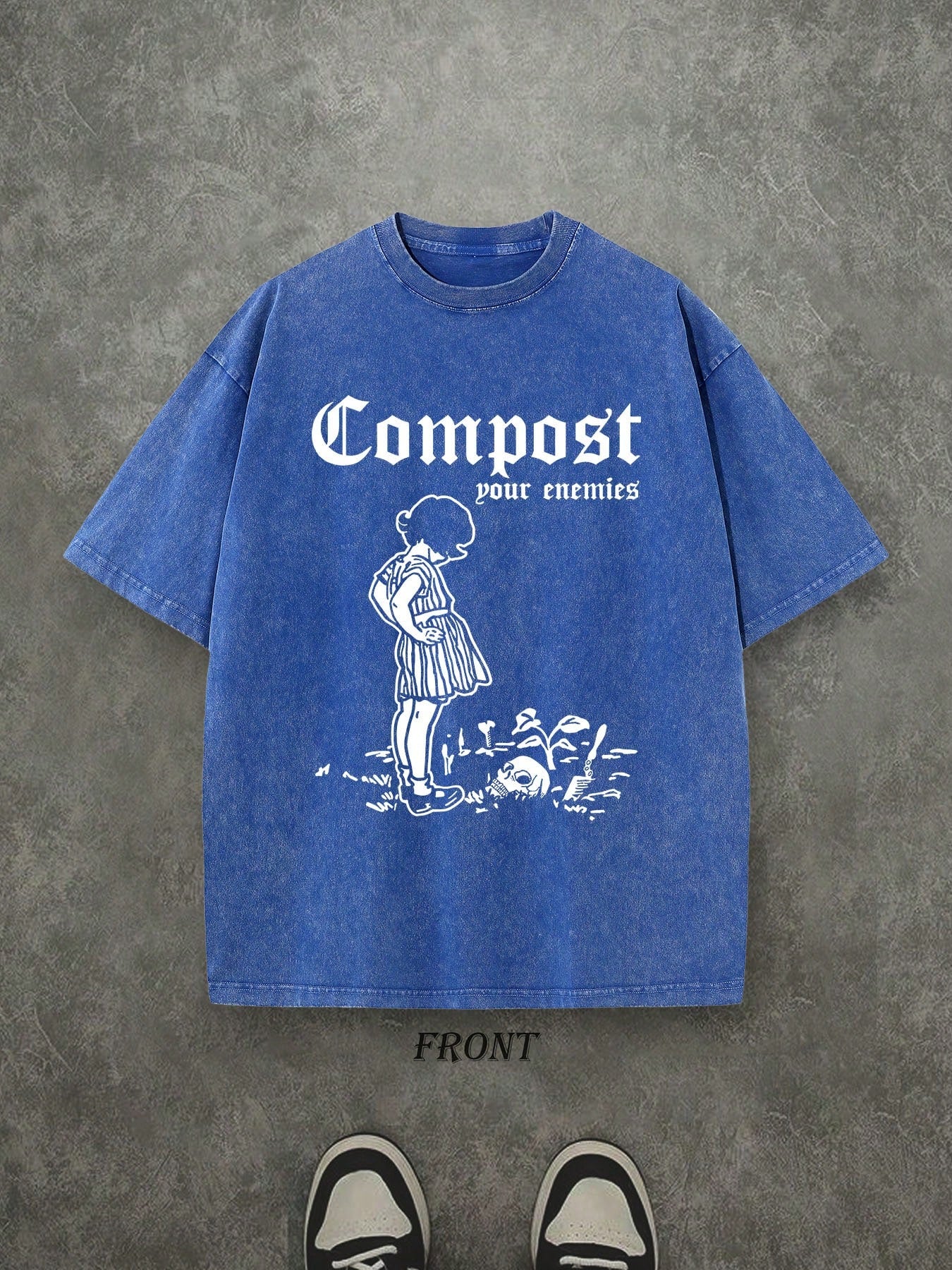Compost Your Enemies Unisex Washed Shirt, Vintage Retro Washed Shirt Single-Sided Printed (230 Heavyweight Pure Cotton T-Shirt)  High Quality T-Shirt, Perfect Gifts, Men's And Women's Shirts, Comfortable, Fashion Shirt, Street Style Pure Cotton Fall Shirt