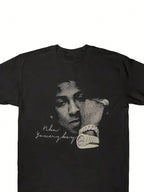 YoungBoy Never Broke Again Graphic T-Shirt Heavyweight Cotton Black With YoungBoy Face & Autograph Print O-Neck Casual Tops.JPGNBA T Shirt