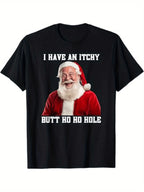 Adult Santa Claus Joke T-Shirt, Mature Cotton Blend Crew Neck Tee, Regular Fit, With Slight Stretch, For Men, All-Season Knit Fabric, Christmas Themed Humor Shirt, Sizes S-XXXL