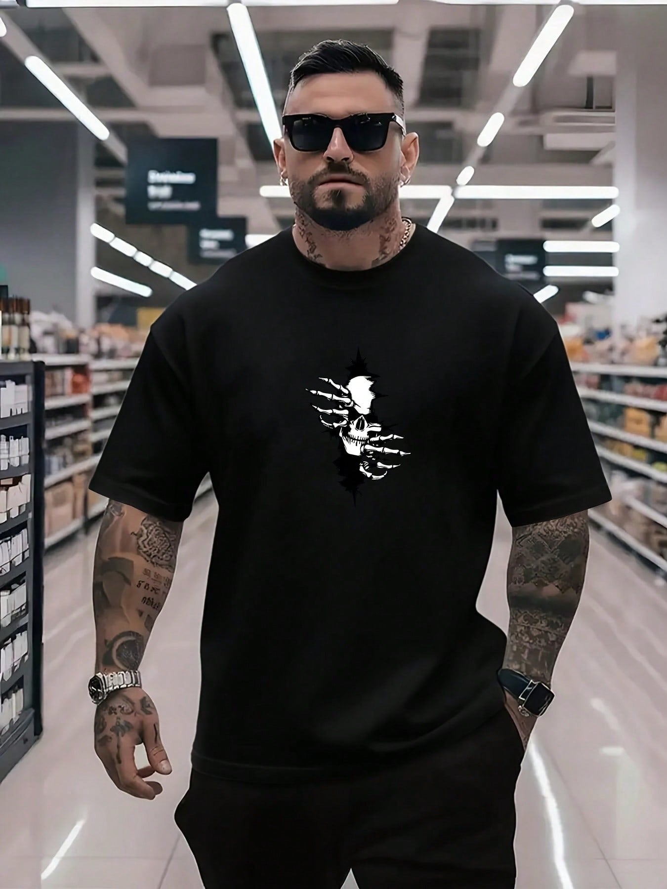 Men's Fashion 100 Cotton T-Shirt 180g Pure Cotton Large-Sized Retro Street Printed Fashionable Shirt Men's T-Shirt Suitable For All Seasons Thick And High-Quality Pure Cotton Casual Street Style Suitable For Travel And All Seasons Top