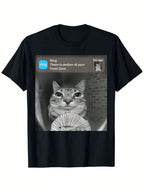 There Is Motion At Your Front Door Funny Silly Cat Meme T-Shirt, Unisex Cotton Casual Round Neck Outdoor Short Sleeve T-Shirt With Slight Stretch, Slightly Elastic, 100%Cotton, S-XXXL