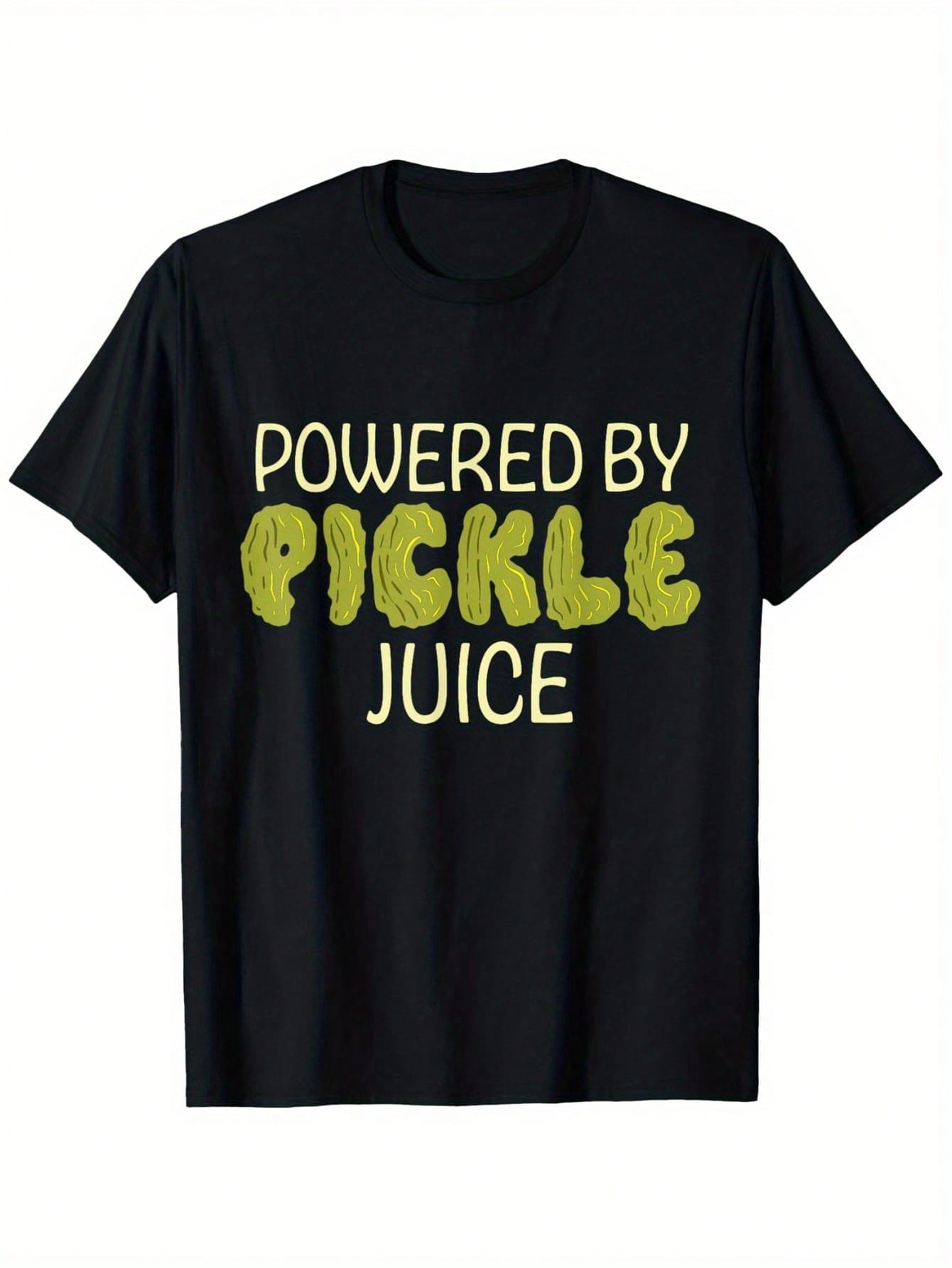 Powered By Pickle's Juice Graphic T-Shirt - Unisex 100% Cotton Streetwear Tee With Slight Stretch, Regular Fit Casual Short Sleeve Shirt For Men & Women, All-Season Comfort, Machine Washable, Sizes S-XXXL, Comfortable Clothing Streetwear Style Breathable