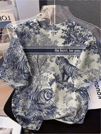 艺术抽象动物图案印花Luxury fall outfits cute women outfits Old money airport outfits，女士休闲圆领短袖T恤 graphic t shirt fall clothes for women back to school1:1