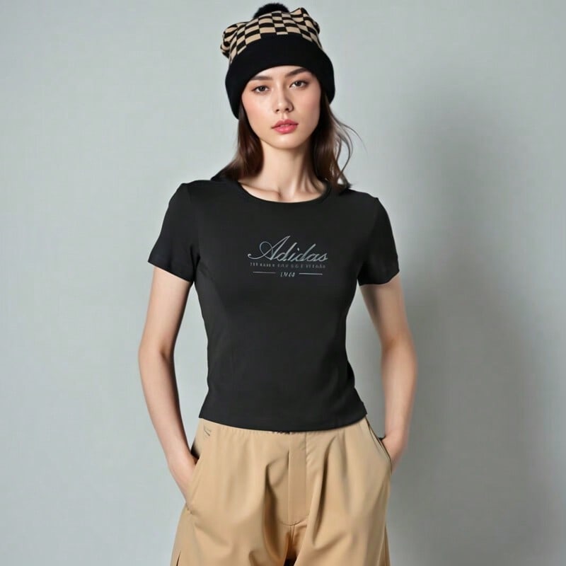 Adidas 25 Women's New Summer Short-Sleeve Sports T-Shirt With Large Logo Running Sportswear1:1