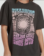 Billabong You Are Invited Oversized Tee Women Crew Neck Graphic Off Black1:1