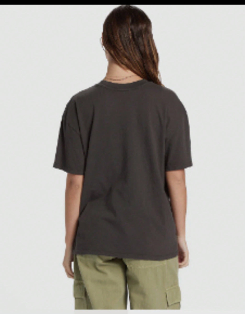 Billabong You Are Invited Oversized Tee Women Crew Neck Graphic Off Black1:1