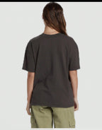 Billabong You Are Invited Oversized Tee Women Crew Neck Graphic Off Black1:1