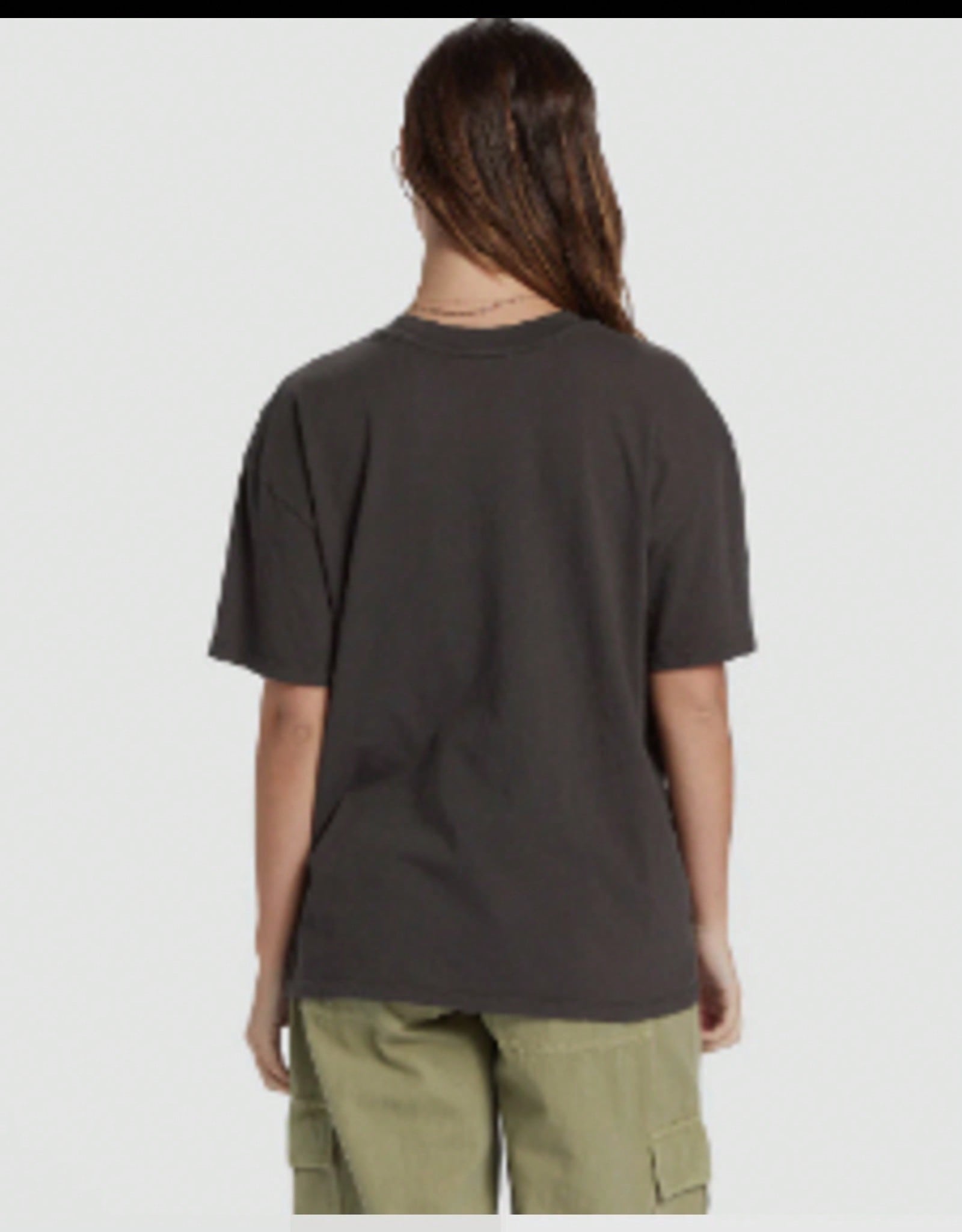 Billabong You Are Invited Oversized Tee Women Crew Neck Graphic Off Black1:1