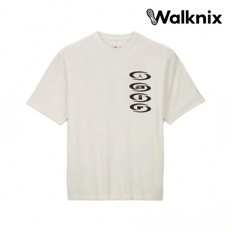 Jordan X Collaboration Comfortable Crew Neck Pullover Short Sleeve T-Shirt Beige Tops Men1:1