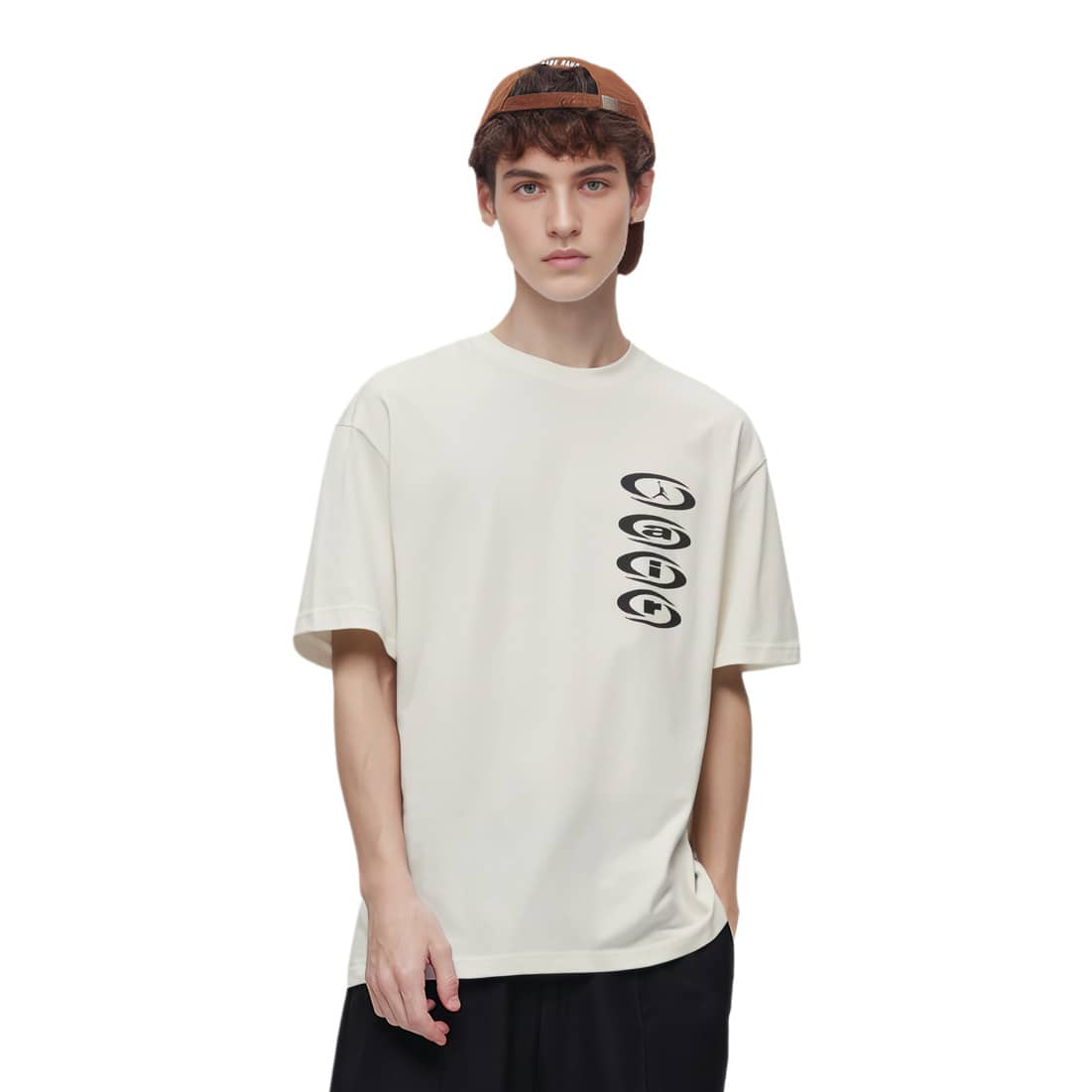 Jordan X Collaboration Comfortable Crew Neck Pullover Short Sleeve T-Shirt Beige Tops Men1:1