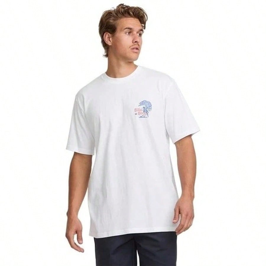 Billabong Boardshort Co Palm Short Sleeve Tee – White Surf Heritage Crew Neck1:1
