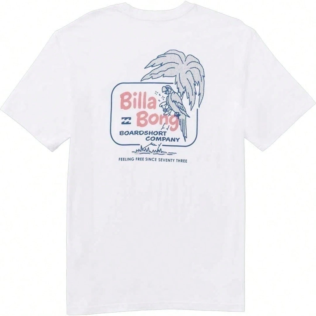 Billabong Boardshort Co Palm Short Sleeve Tee – White Surf Heritage Crew Neck1:1