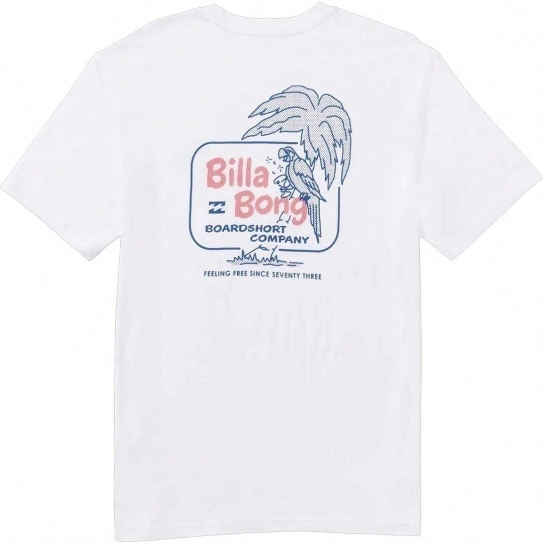 Billabong Boardshort Co Palm Short Sleeve Tee – White Surf Heritage Crew Neck1:1