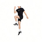 Logo Printed Soft Breathable Short Sleeve T-Shirt Black Tops Men1:1