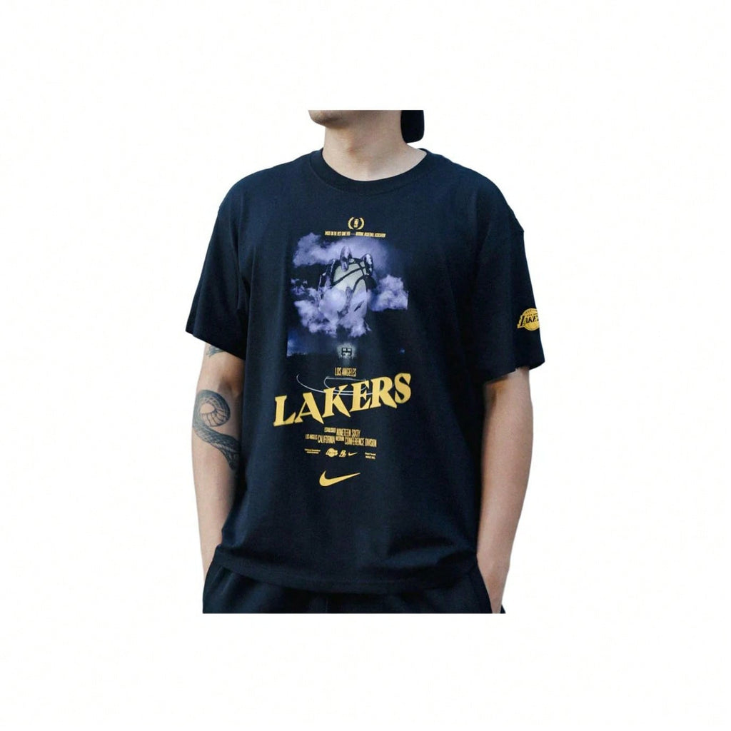 Nike X Courtside  Letter Logo Print Casual Round Neck Fashion Short Sleeve T-Shirt Black Tops Men1:1
