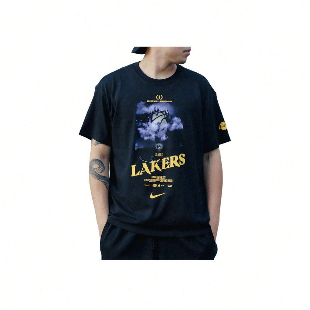 Nike X Courtside  Letter Logo Print Casual Round Neck Fashion Short Sleeve T-Shirt Black Tops Men1:1
