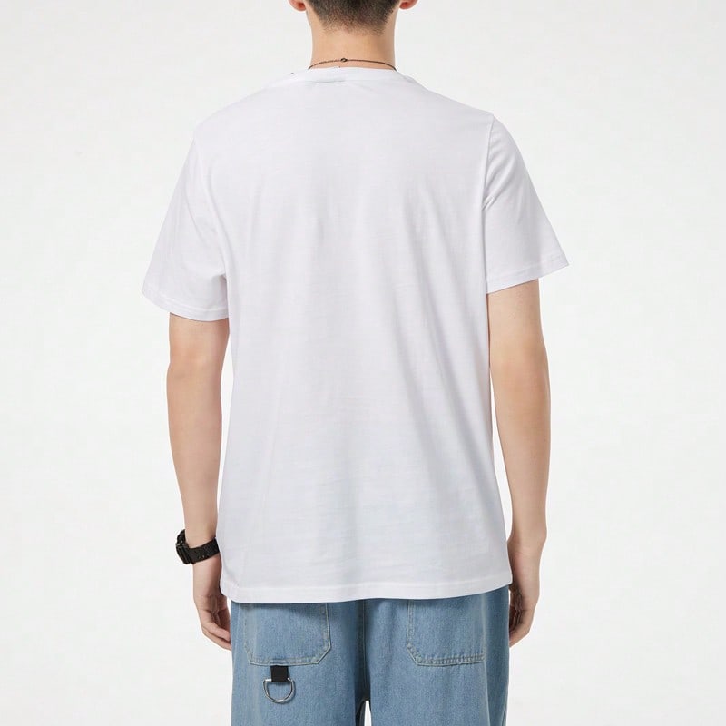Puma Sports Logo Print Short Sleeve T-Shirt White Tops Men1:1